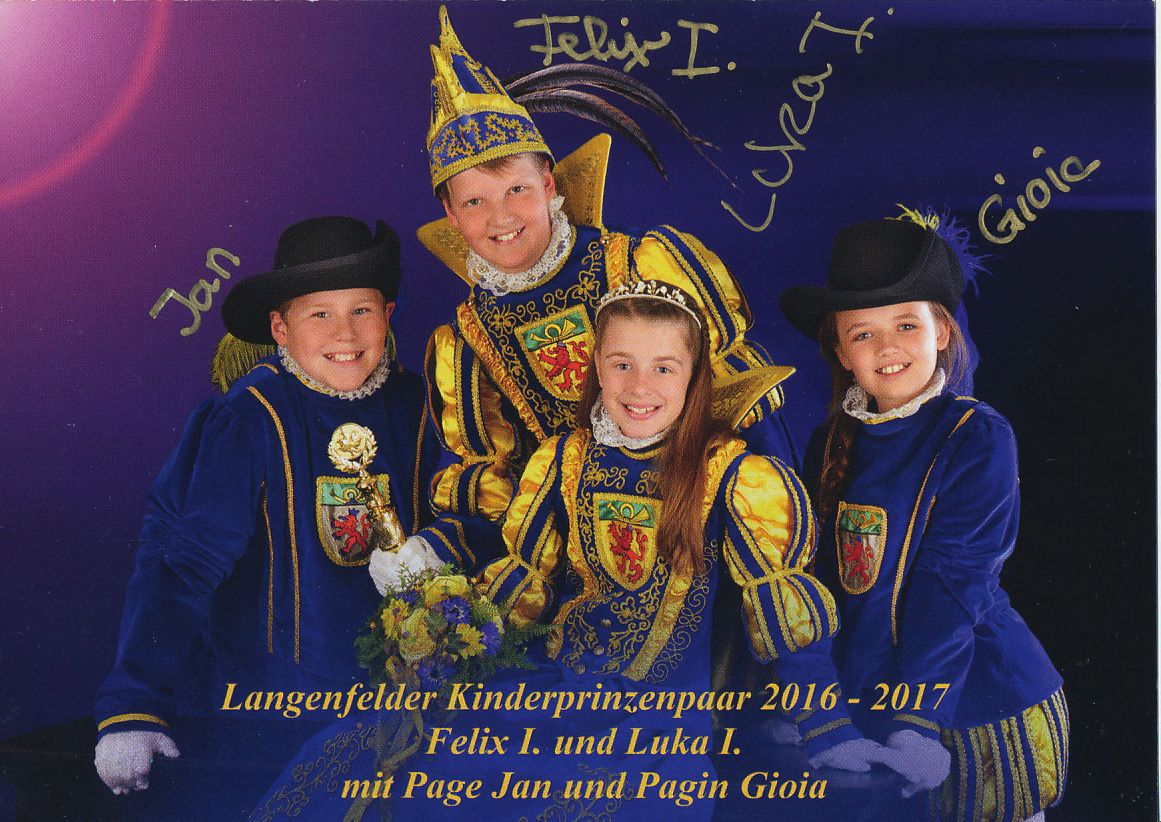 Kinderprinzenpaar der Saison 2016-17 - Luka I. und Felix I. 